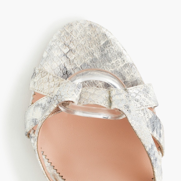 New JCREW Stella Heels Metallic Snakeskin Leather - Picture 3 of 7